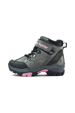 New Hunter Gri - Pembe Cırtlı Içi Polar Outdoor Kız Çocuk Bot Gri