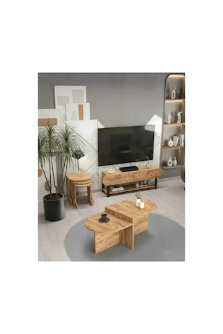 Vega Tv Ünitesi+sehpa Salon Set Kahverengi