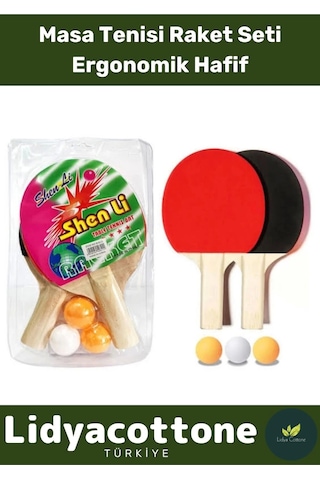 Premium Masa Tenisi Seti Ergonomik Dayanıklı Kaliteli Renkli Şık 2 Adet Raket 3 Adet Pinpon Topu
