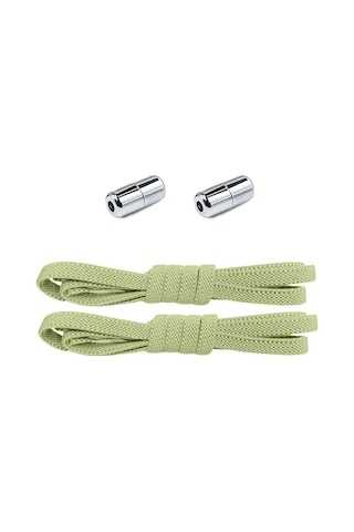 Ayarlanabilir 1 Çift Yeşil Vidalı Kapsül Uçlu 6 Mm Lastik Pratik Bağcık Yeşil