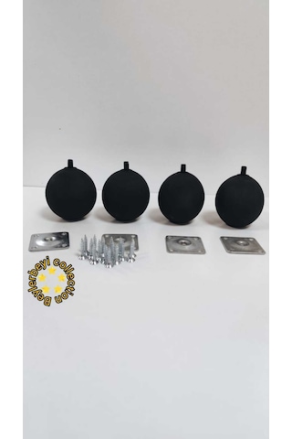 Puf Ayağı 4adet Mobilya Ayağı Ahşap Topaç Ayak Masa Sehpa Ayağı Ahşap Yuvarlak Ayak Yükseklik 7,5 Cm Siyah