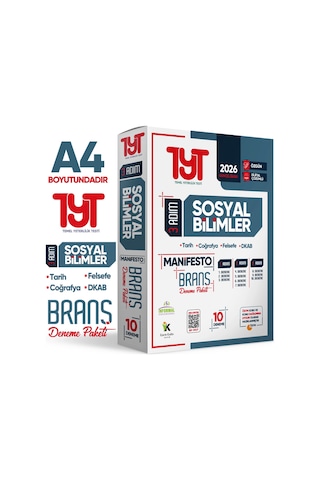 2026 YKS TYT Türkçe-Matematik-Sosyal-Fen Bilimleri 3 Adım 4lü Manifesto 40 Adet Branş Deneme Seti