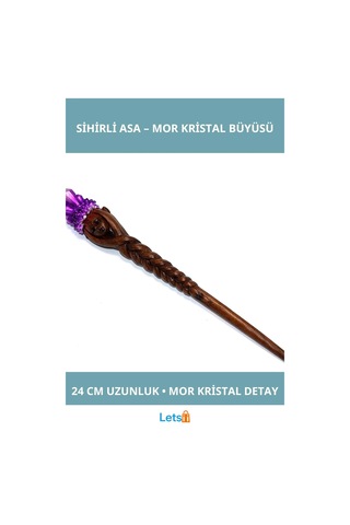 Polyester Mor Kristalli Sihirli Asa 24 Cm Büyüleyici Aksesuar 1 Adet