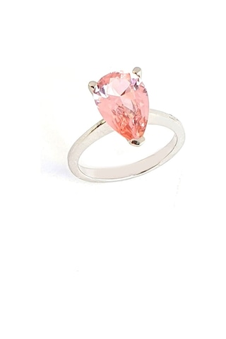 Sky Diamond Pink Morganit Taşlı 925Ayar Gümüş Lüks Damla Yüzük
