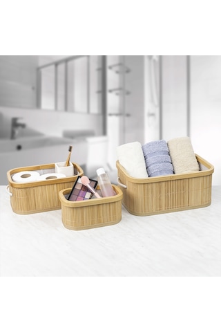 Decolove Bambu Çok Amaçlı Üçlü Sepet
