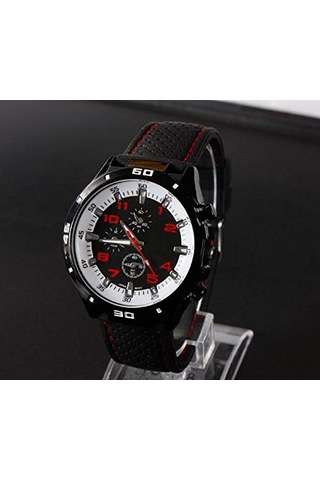 Spor Saat Askeri Pilot Havacı Ordu Tarzı Siyah Silikon Erkek Saati Diğer