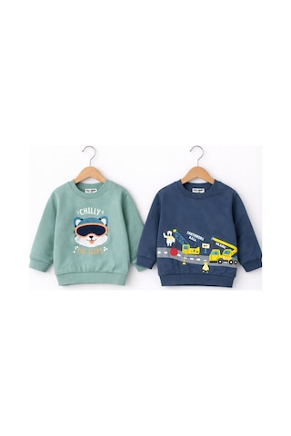 HelloBaby Erkek Bebek Pamuklu Sweatshirt Desenli Model Lacivert