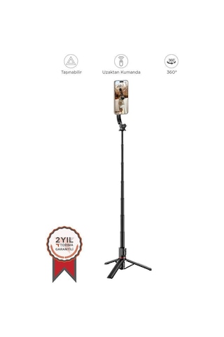 Torima L20 Çok Amaçlı Tripod Kumandalı Selfie Çubuğu Siyah