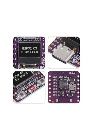 Esp32-c3 Oled Wifi Bluetooth Board Esp32-c3 0,42 İnç Oled Geliştirme Kartı