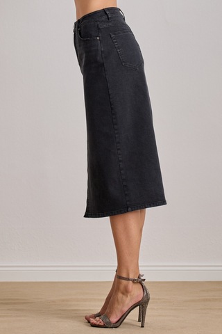 Diz Boy Siyah Jean Etek Siyah