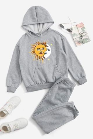 Fyk Kids Kız Çocuk Eşofman Takımı Baskılı Gri