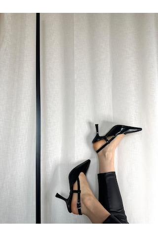 Nostra Shoes Siyah Emily Kadın Topuklu Ayakkabı Parlak Siyah