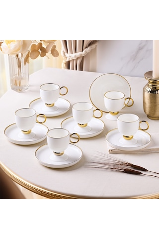 Aryıldız Margaux Gold 12 Parça 6 Kişilik Türk Kahve Fincanı Çok Renkli