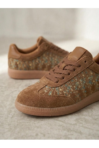 Venüs 2609922k Kadın Hakiki Deri Süet Desenli Sneaker Ayakkabı Taba