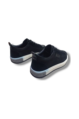 Growish Gr0265 Hakiki Deri & Nubuk Kaydırmaz Ray Taban Sneaker Ayakkabı Siyah