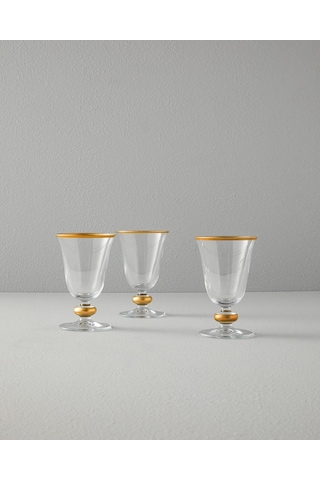 Englısh Home Golden Orient Cam 3'lü Cup - Dondurma Kasesi Gold Gold - Şeffaf