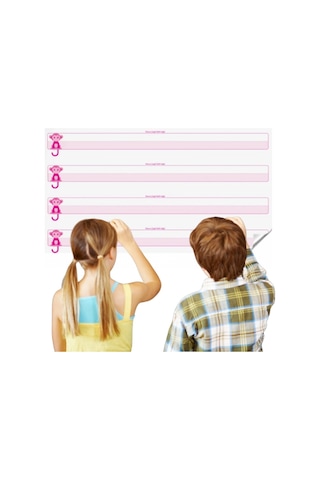 Kılavuz Çizgili Akıllı Kağıt Yazı Tahtası Duvarda İz Bırakmaz Statik Yeni Müfredata Uygun 100x56cm Bx40 124-Pembe