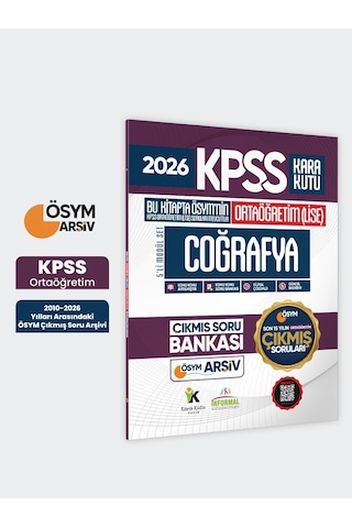 2026 Fullortaöğretim Kpss Coğrafya Kara Kutu ÖSYM Çıkmış Soru Bankası Son 15 Yıl(sadece Ortaöğretim)
