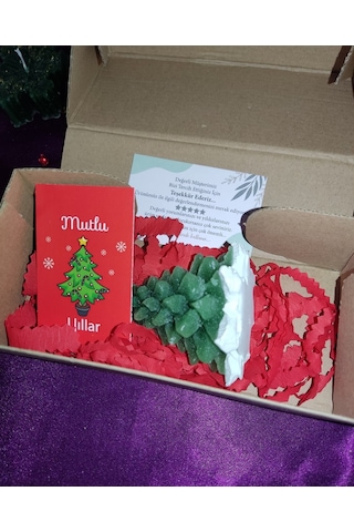 Yılbaşı Özel Yılbaşı Ağacı Vanilya Kokulu Tabaklı Yeşil Mum