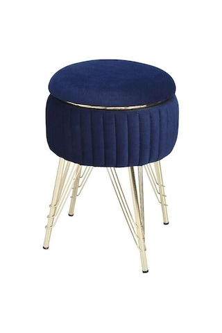 Bianco Metal Ayaklı Puflu Zigonse Hpa Altın Koyu Mavi Gold Dark Blue