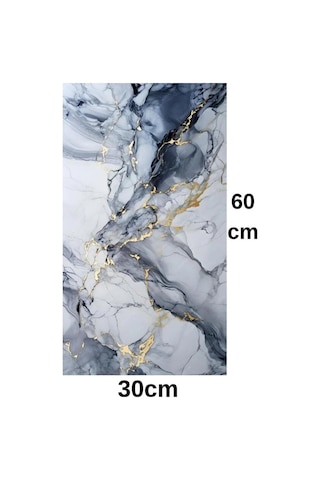 10 Adet 30x60cm Mavi Gold Mermer Desen Yapışkanlı Köpük Duvar Paneli Kağıdı Banyo,tezgah Ara Tx-6969 Mavi