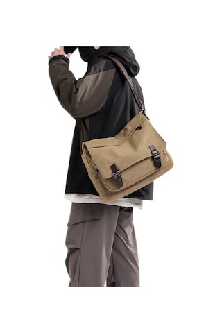 Erkek Çok Amaçlı Büyük Kapasiteli Kanvas Omuz Çantası X001 Haki