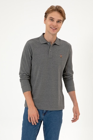 U.S. Polo Assn. Erkek Regular Fit Polo Yaka Antrasit Melanj Basic Sweatshirt 50313772-VR081