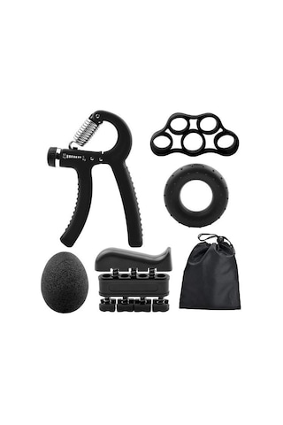 Sıladanal 5 Parça El, Kol Ve Parmak Egzersiz Spor Aletleri Seti Fitness Takımı Siyah