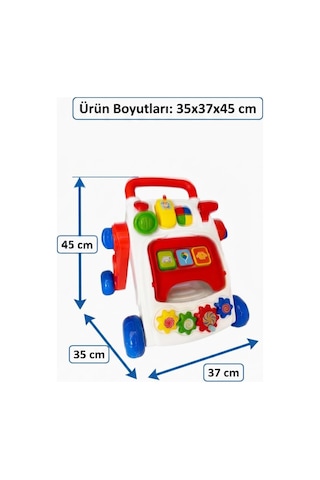 Sesli 3 Dil Seçenekli 2'si 1 Arada Oyuncak İlk Adım Arabası Ve Eğitici Aktivite Oyun Merkezi