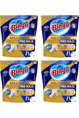 Bingo Akıllı Kapsül Pro Max Bulaşık Makinesi Tableti 40'lı X 4 Adet 160 Kapsül