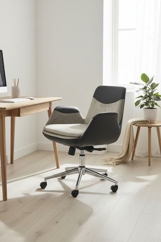 Upstyle Lodos Kumaş Ergonomik Çalışma Koltuğu Krem/bej Krom 65 90 65 Cm