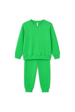 H&c Coolboy H&c Kız Çocuk Pijama Takımı Jakarlı Uzun Kollu Üst Ve Lastikli Alt 2 Li Takım Yeşil