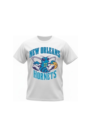 Urbantrendstore Unisex New Orleans Hornets Oversize Fit Rahat Geniş Salaş T-shirt Günlük Tişört Beyaz