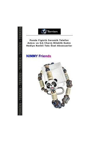 Panda Figürlü Seramik Telefon Askısı Ve Şık Charm Bileklik Kadın Hediye Renkli Takı Özel Aksesuarlar