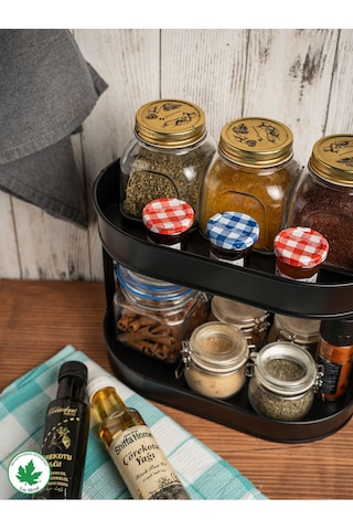 İki Katlı Metal Baton Mutfak Ve Banyo Düzenleyicisi Organizeri Ln1254 - Siyah Siyah