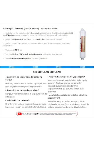 Su Arıtma Cihazı Coconut Gümüşlü 1200 Iodin Post Carbon Filtre