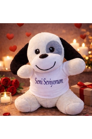 Toptan Seni Seviyorum Tişörtlü Sevimli Peluş Köpek Standart