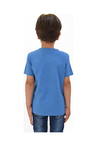 Luess Erkek Çocuk Nakış Detaylı Hakim Yaka Tshirt-mavi Mavi