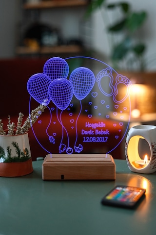 Yeni Doğan, Hoş Geldin Bebek 16 Renk Kumandalı 3d Gece Lambası