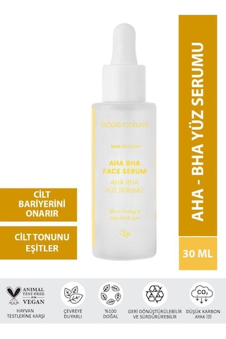 Bade Natural Aha Bha Yüz Serumu Cilt Tonu Eşitleyici Canlandırıcı Etkili 30 ML
