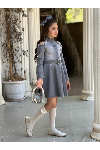 Uğurböceğiçocuk Vildan Omuz Taşlı Püsküllü Kız Çocuk 5'parça Elbise 001