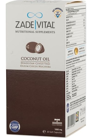 Zade Vital Hindistan Cevizi Yağı 1000 Mg 60 Kapsül