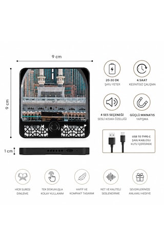 3 Lü Sesli Magnet Seti Nuh Suresi + Mülk Suresi + Hicr Suresi Usb-c Şarjlı Manevi Sesli Magnet