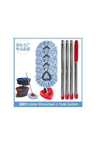 Konesam Ev Temizliği İçin Elden Temizlemeyen Üçgen Döner Mop Parçaları Seti: 2 Mop Başkanı + 4 Bölümlü Birleştirilebilir Bar Opp Çanta Paketi