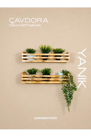 Dekoratif 2'li Çiçek Rafı - Yanık