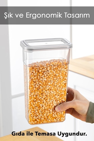 12'li Etiketli Erzak Saklama Kabı Seti - Sızdırmaz Kapaklı Bakliyat Saklama Kutusu - 12 X 1580 Ml Antrasit
