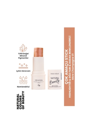 Bade Natural Highlighter & Far & Dudak Renklendirici Çok Amaçlı Stick 01 More Champagne