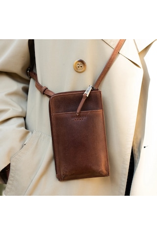 Berliner Bags Kim Deri Cep Telefonu Çantası, Küçük Crossbody, Unisex, Cüzdanlı Omuz Çantası Kahverengi