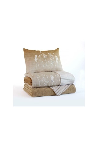 İyi Geceler İstanbul Vioricas Çift Kişilik Battaniyeli Bej Nevresim Takımı Bej