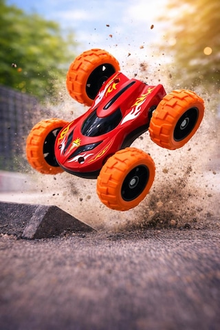 Takla Atan Oyuncak Araba Stunt Taklacı Çocuk Oyuncağı Turuncu Kırmızı Siyah Kırmızı